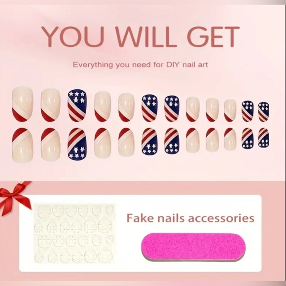 Patriotic 4th of July Press on Nails 🇺🇸❤️🤍💙 - Picture 4 of 4